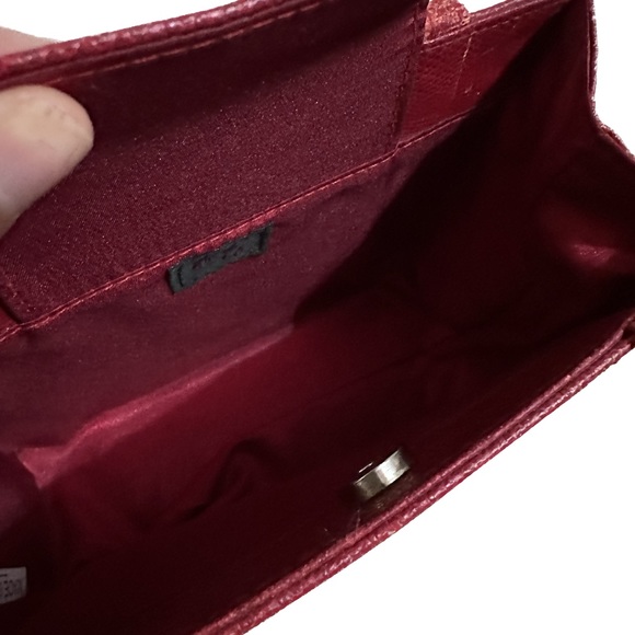 VTG ULTA SMALL FAUX Snake BAG PURSE Red Black mini clutchwallet embossed leather - Picture 5 of 7